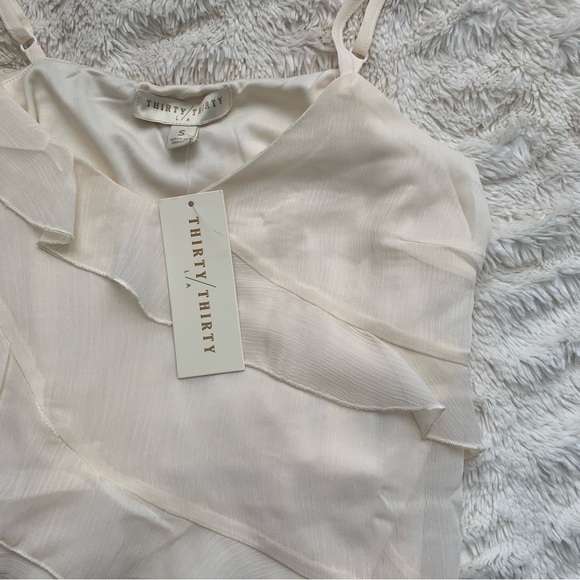 Women's Cream Ruffle Top - Picture 3 of 4